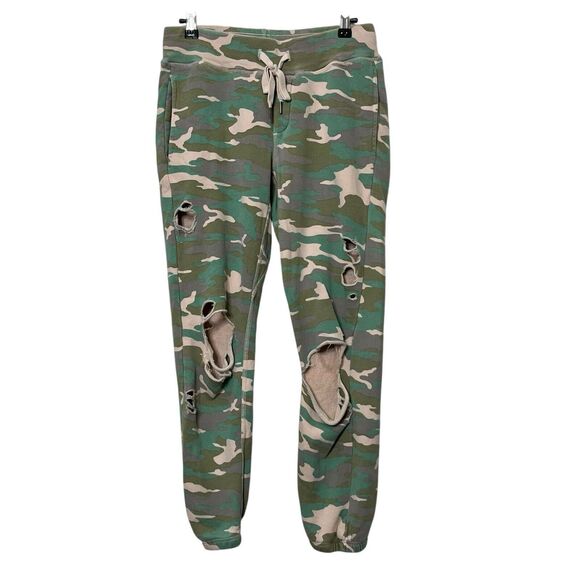 NSF Sayde Camo Joggers Distressed Sweatpants Green Women’s Size Small Cotton - Picture 2 of 14